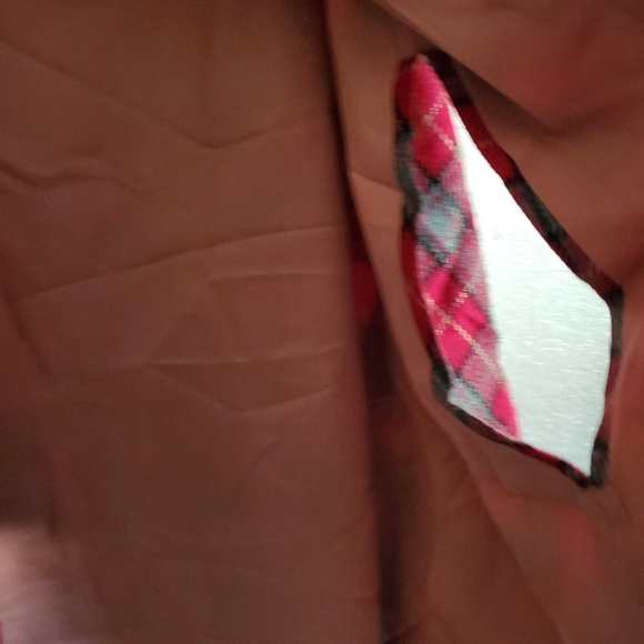 Vintage S. Eisenberg Red Plaid Lined Cape Arm Slits Wrap Poncho Open Front - Picture 8 of 10